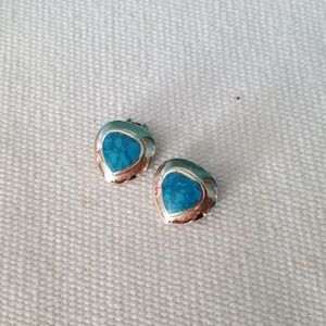 Sterling and turquoise clip on earrings.